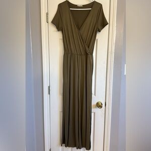 Elegant Olive Green Wide Leg Jumpsuit